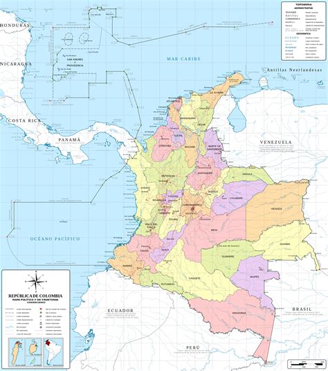 mapa de colombia con sus limites